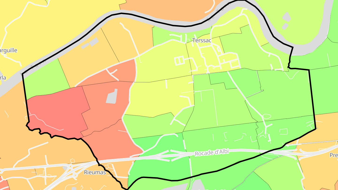 Carte des prix de l'immobilier Terssac