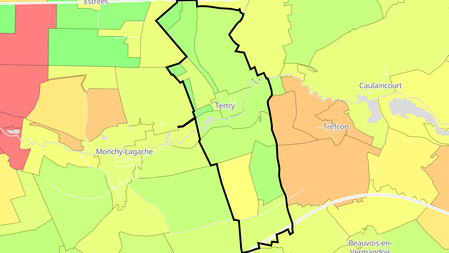 Carte des prix de l'immobilier Tertry