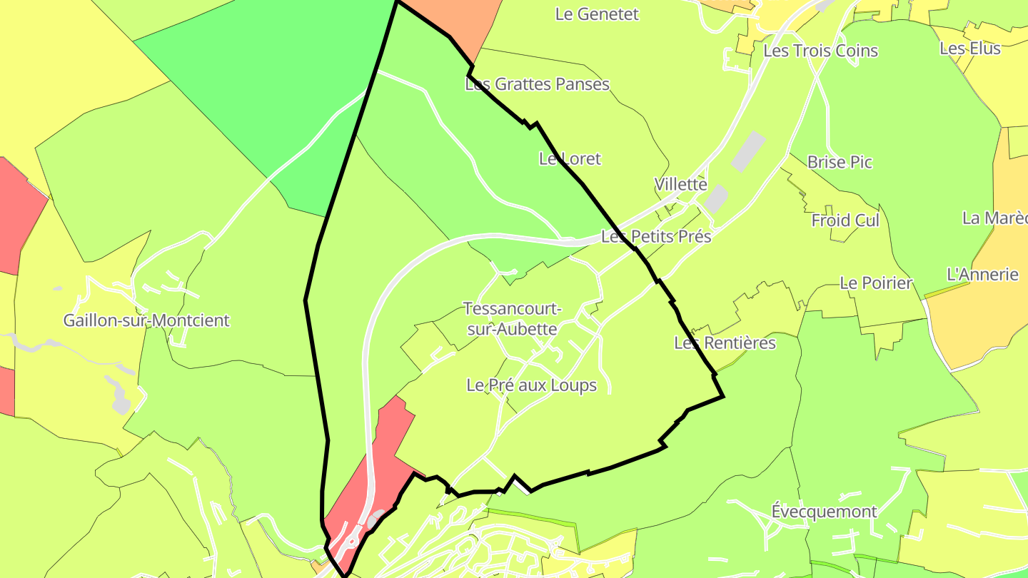 Carte des prix de l'immobilier Tessancourt-sur-Aubette