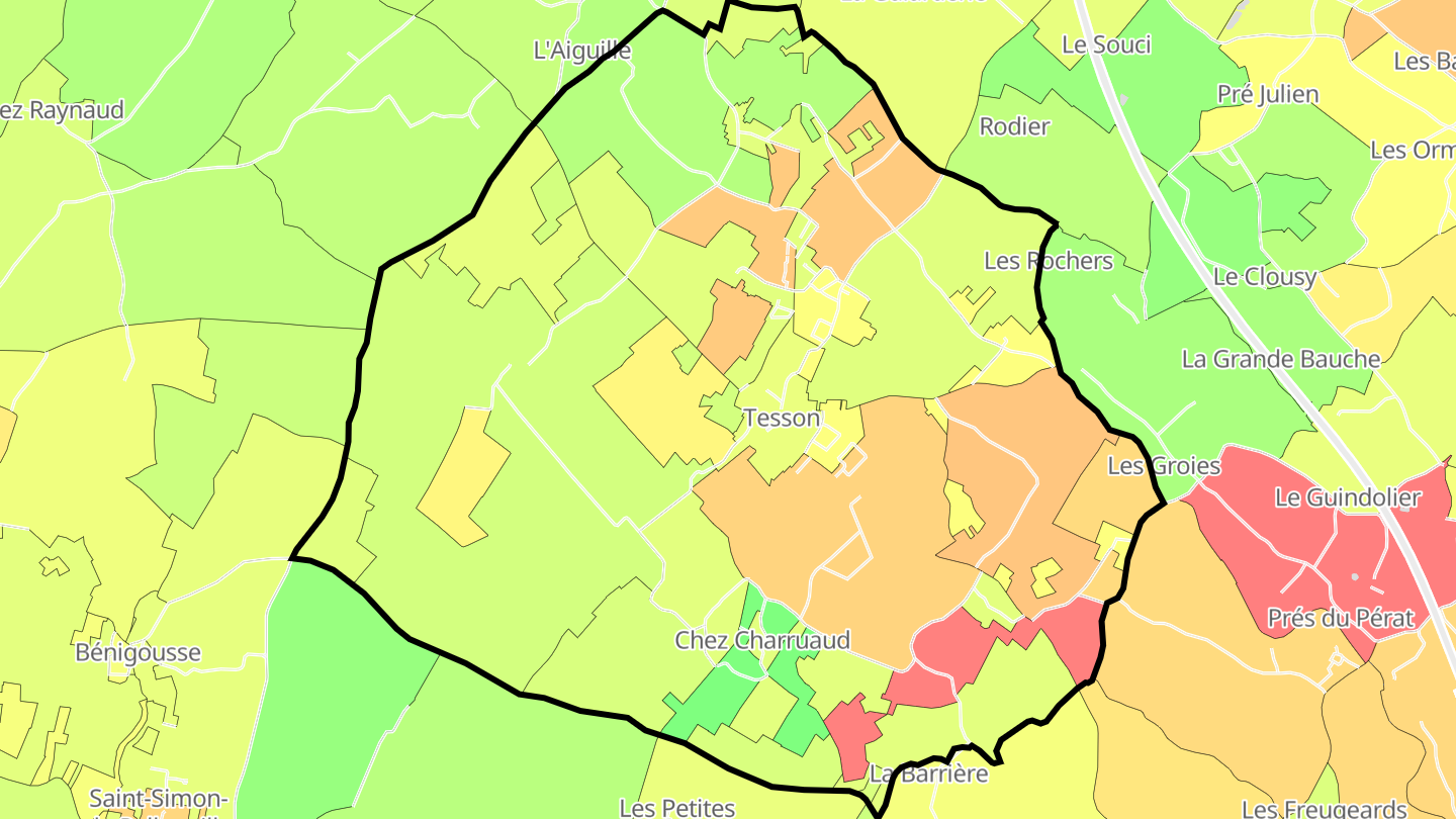 Carte des prix de l'immobilier Tesson