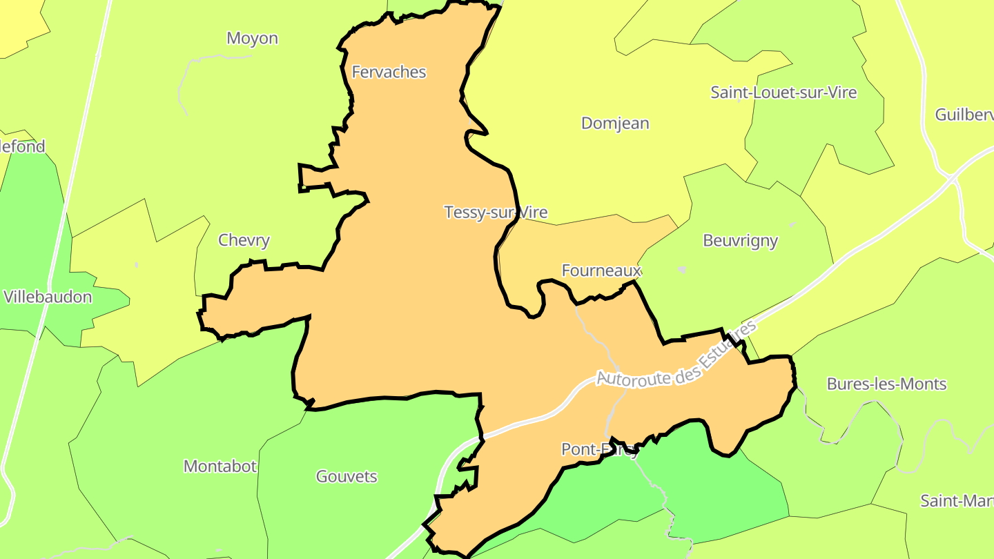 Carte des prix de l'immobilier Tessy-Bocage
