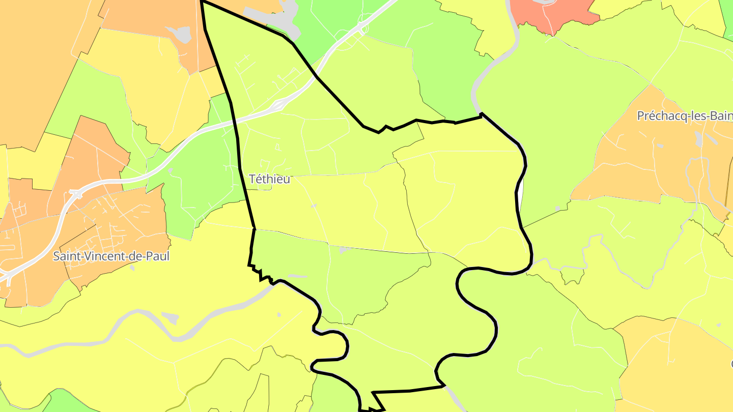 Carte des prix de l'immobilier Téthieu