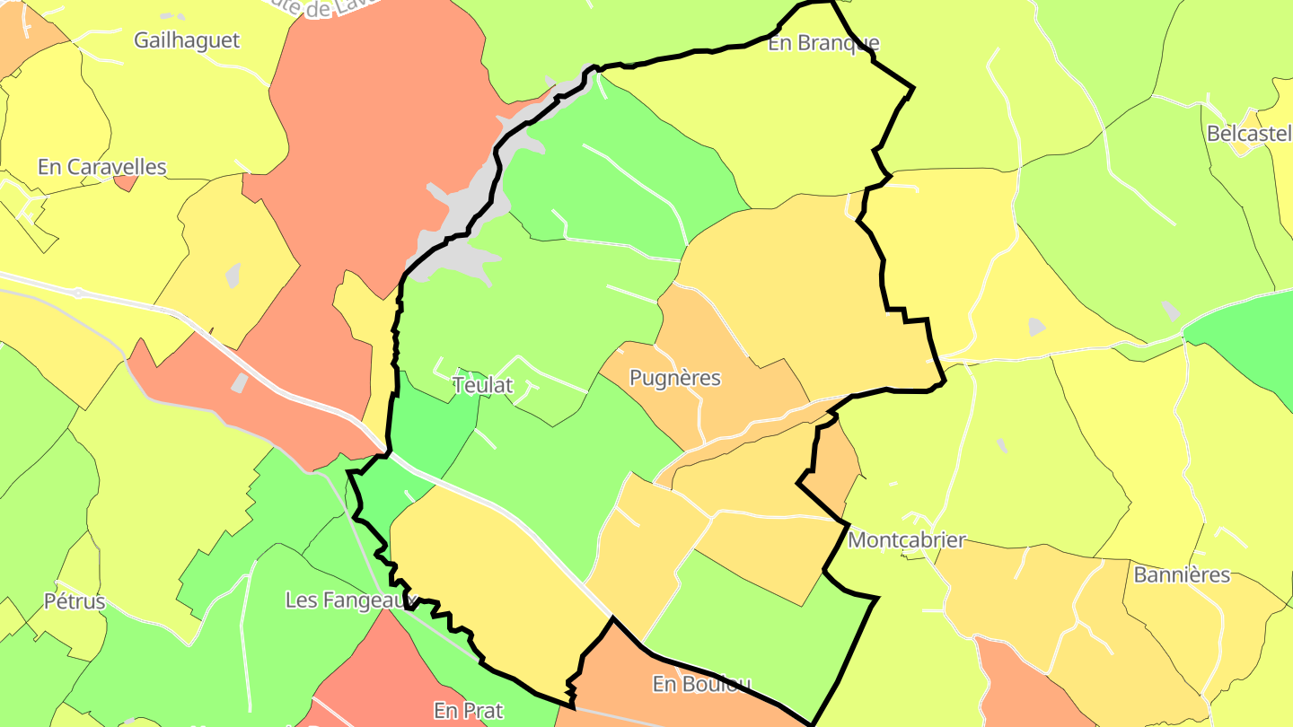 Carte des prix de l'immobilier Teulat