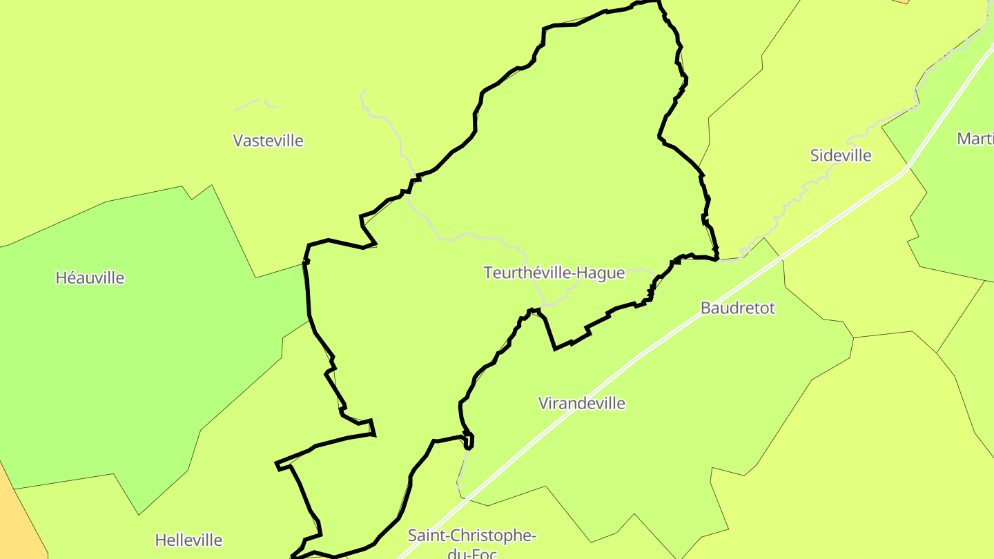 Carte des prix de l'immobilier Teurthéville-Hague