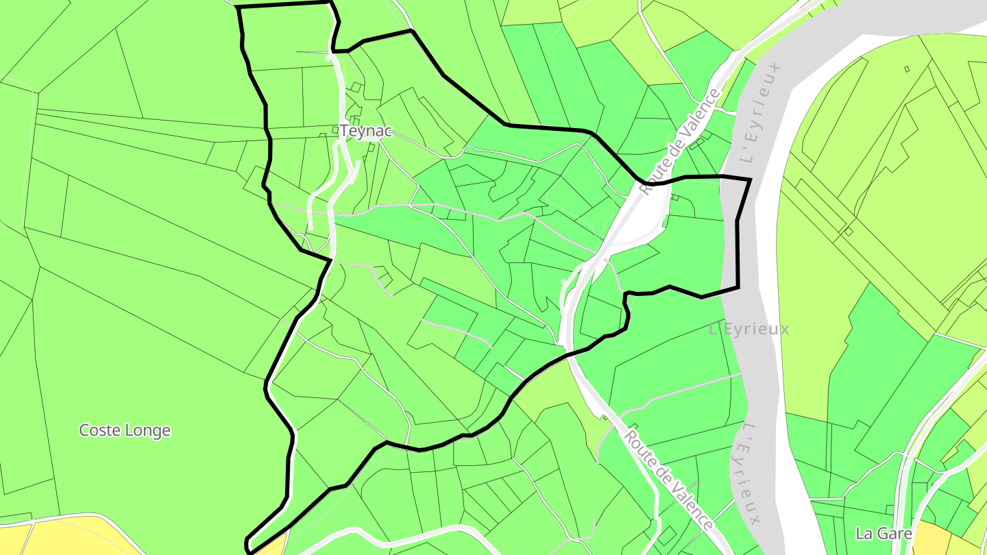 Carte des prix de l'immobilier Teynac