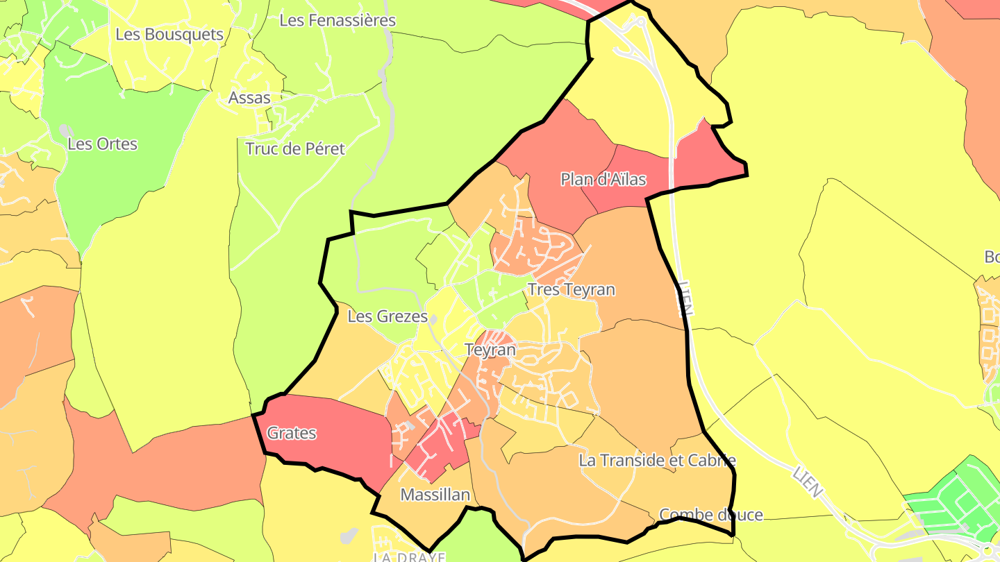 Carte des prix de l'immobilier Teyran