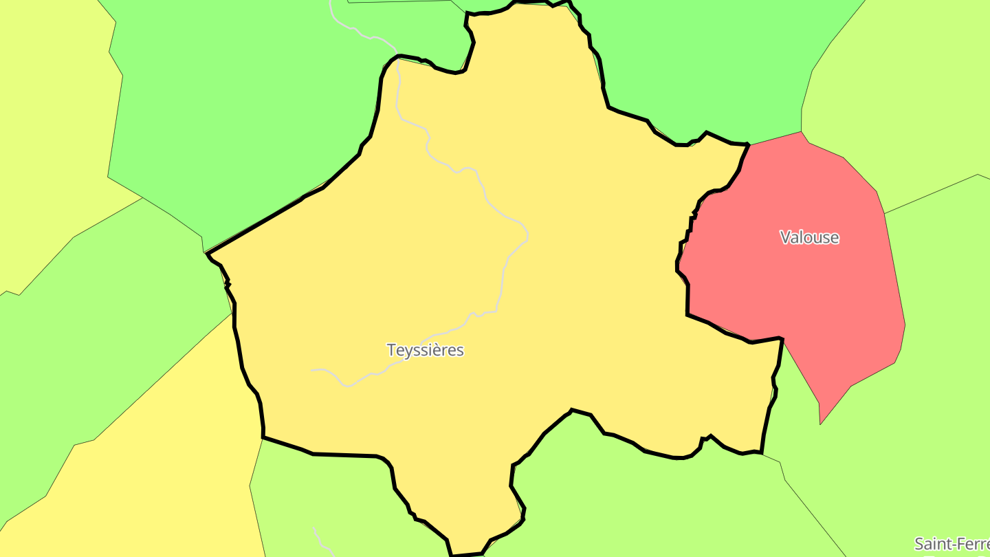 Carte des prix de l'immobilier Teyssières