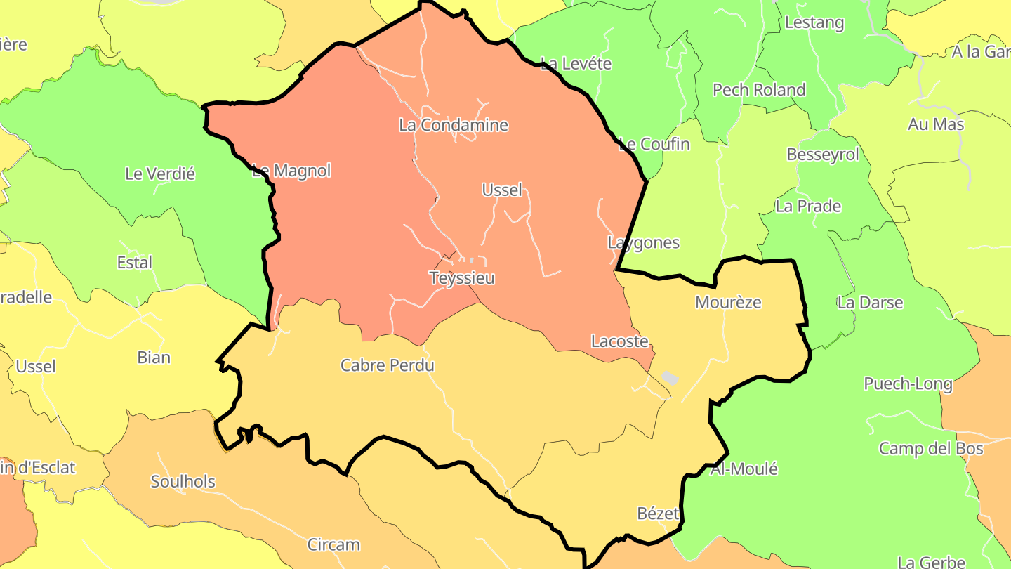 Carte des prix de l'immobilier Teyssieu