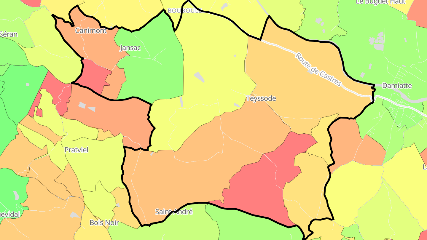 Carte des prix de l'immobilier Teyssode
