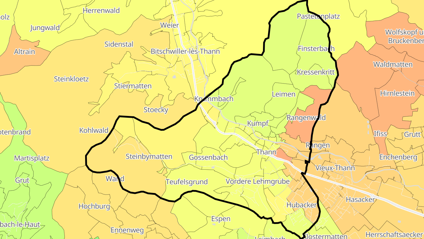 Carte des prix de l'immobilier Thann