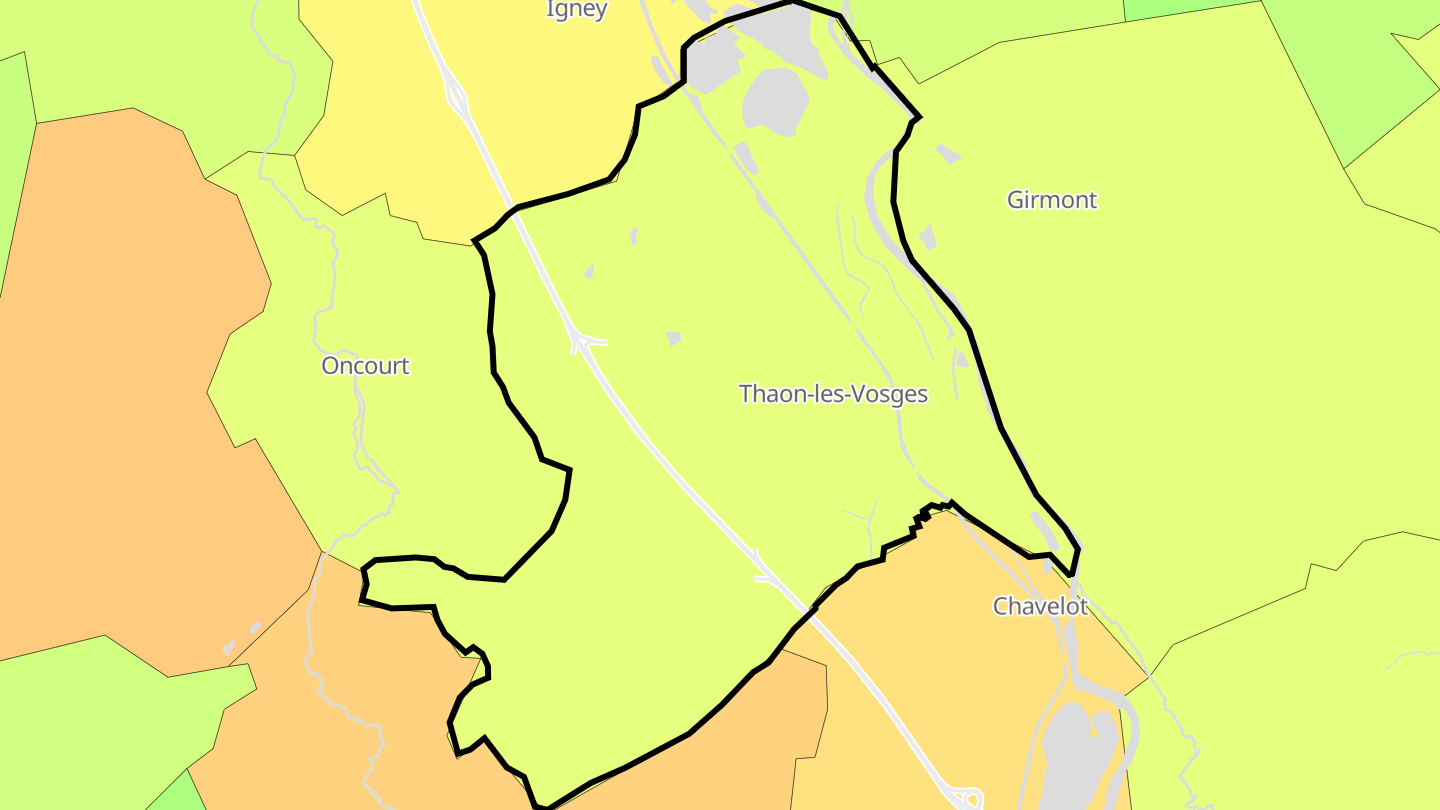 Carte des prix de l'immobilier Thaon-les-Vosges