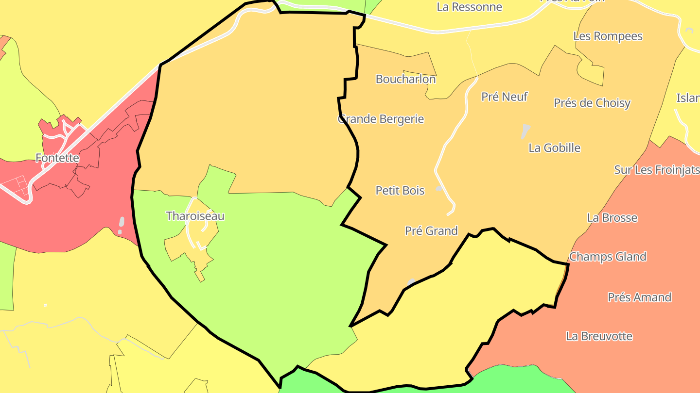 Carte des prix de l'immobilier Tharoiseau