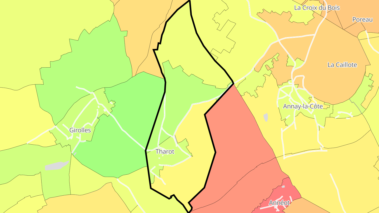 Carte des prix de l'immobilier Tharot