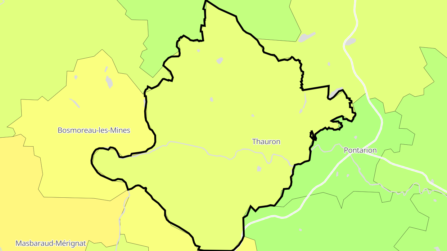 Carte des prix de l'immobilier Thauron
