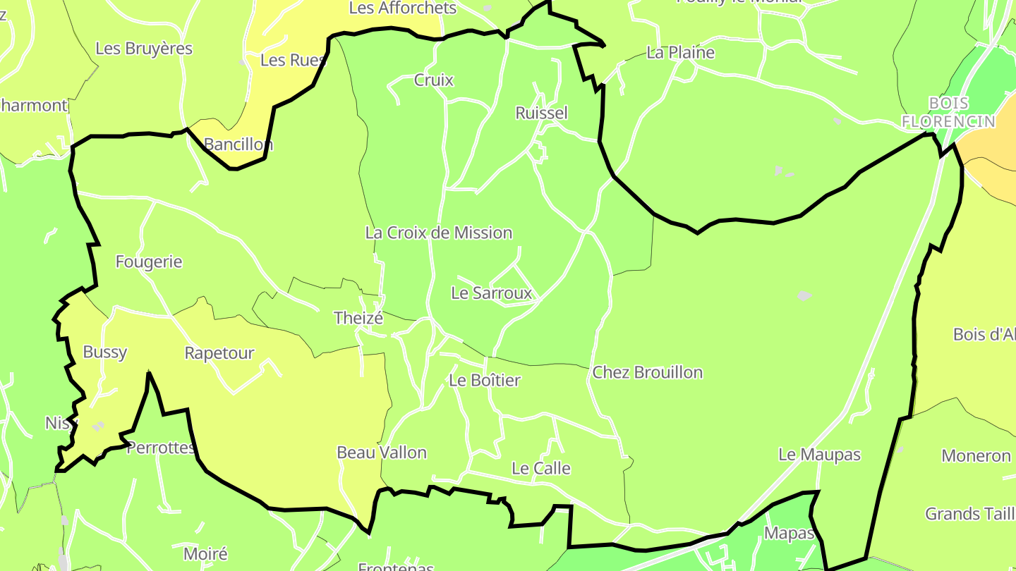 Carte des prix de l'immobilier Theizé