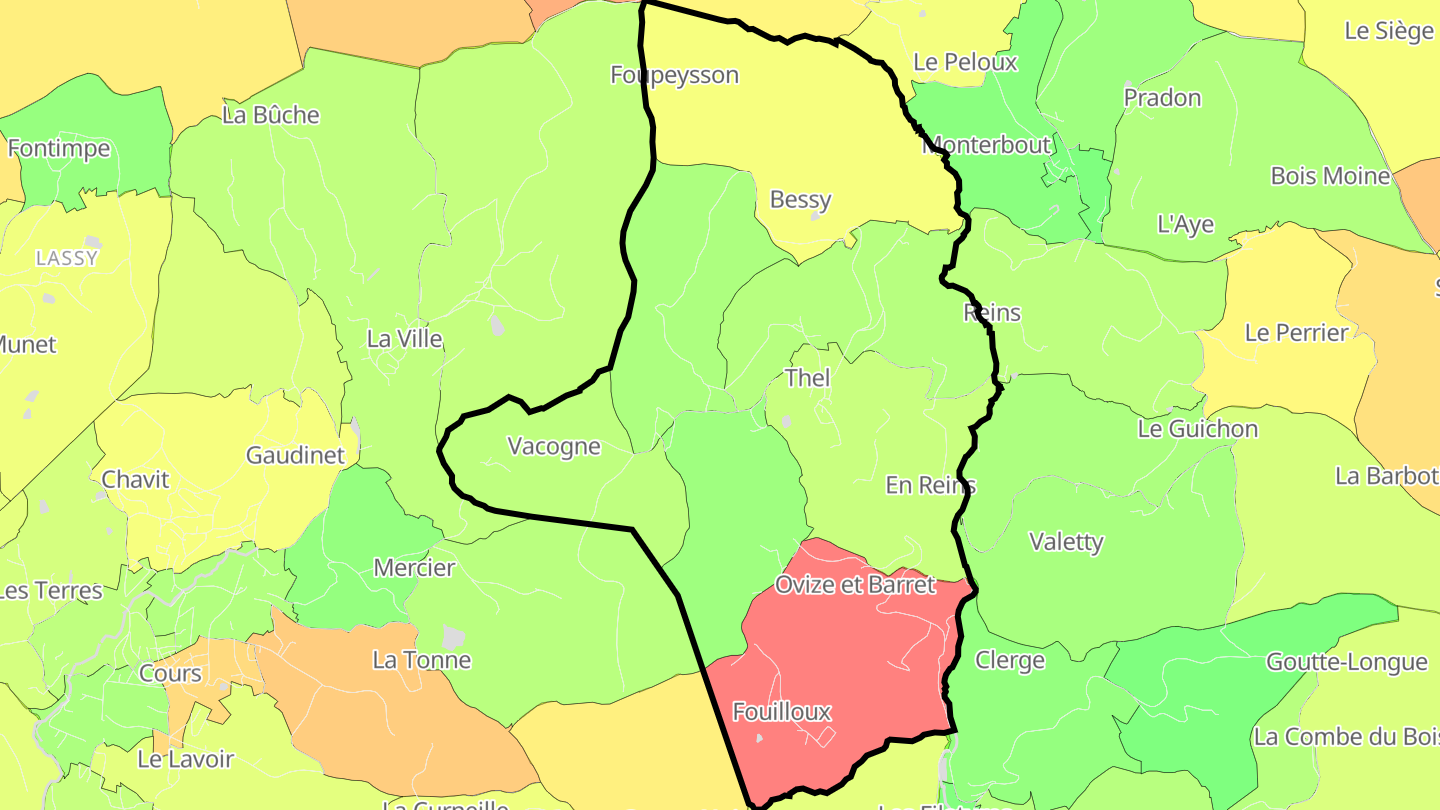 Carte des prix de l'immobilier Thel