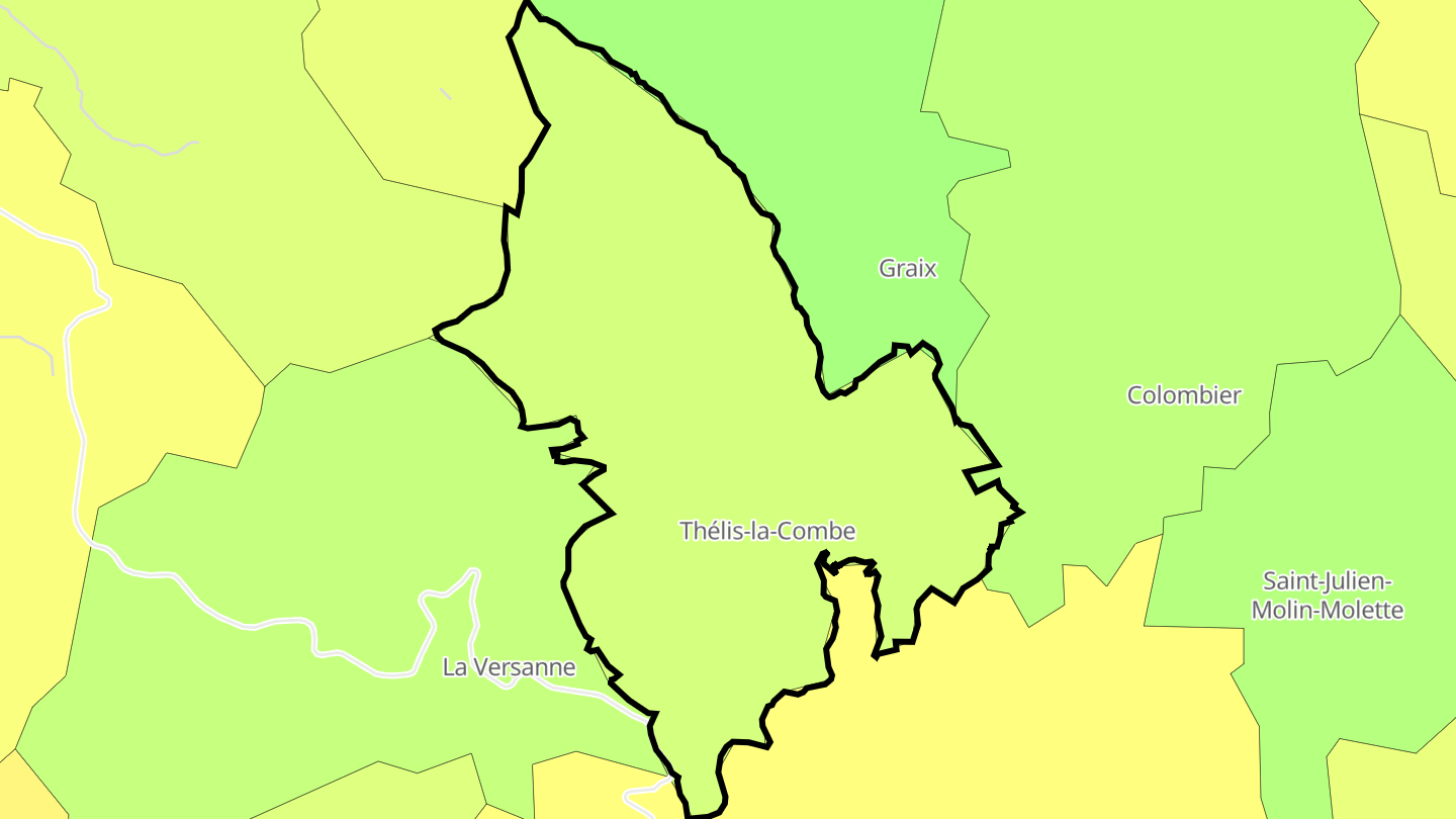 Carte des prix de l'immobilier Thélis-la-Combe