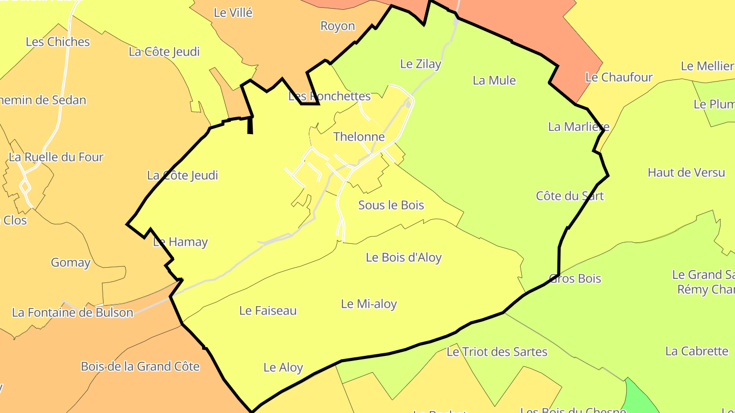 Carte des prix de l'immobilier Thelonne