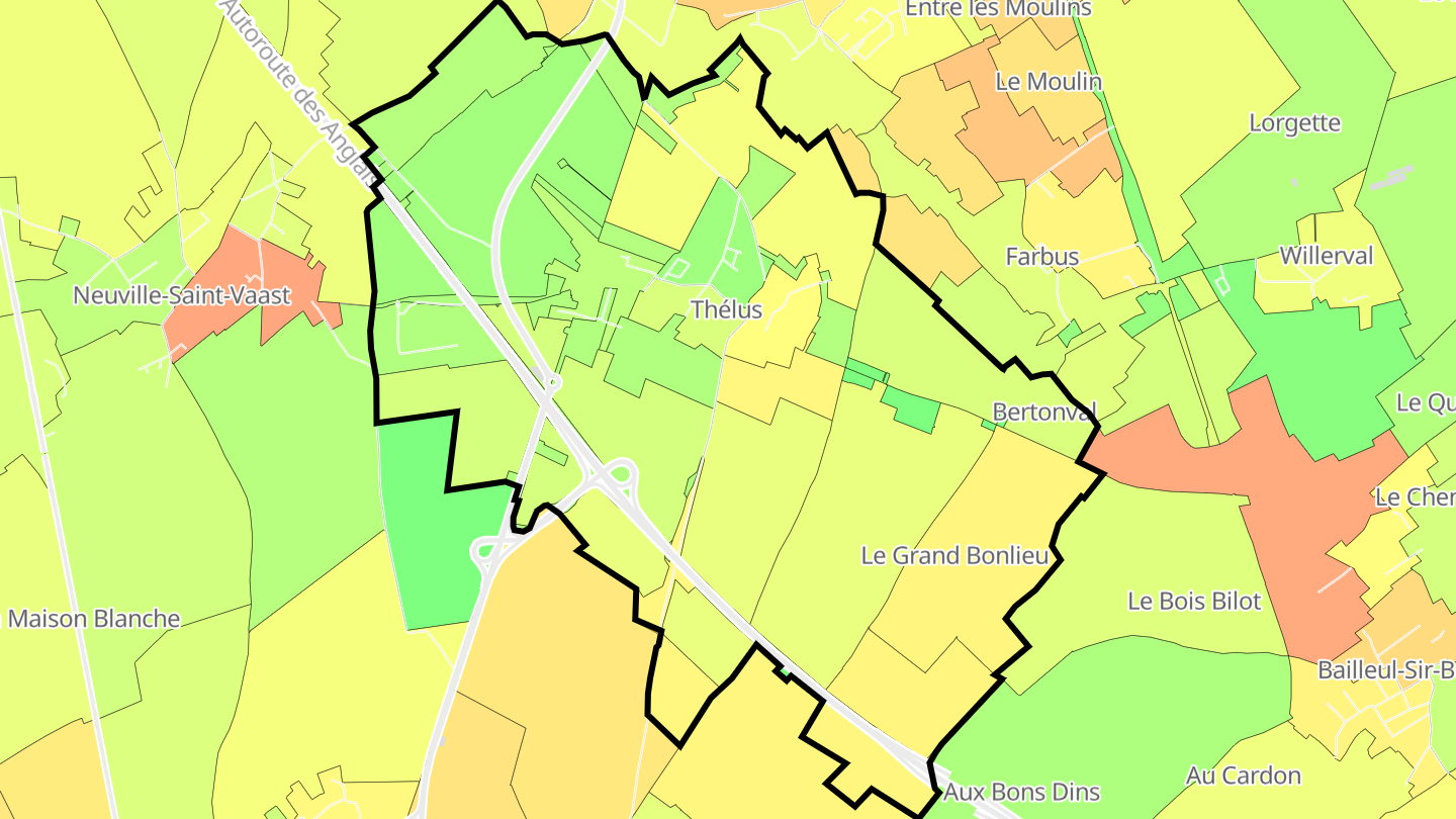 Carte des prix de l'immobilier Thélus