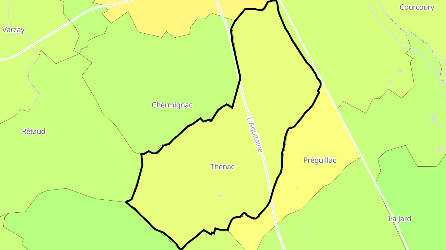 Carte des prix de l'immobilier Thénac