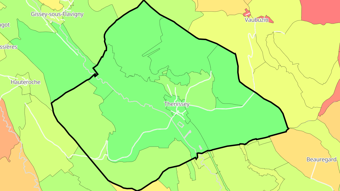 Carte des prix de l'immobilier Thenissey