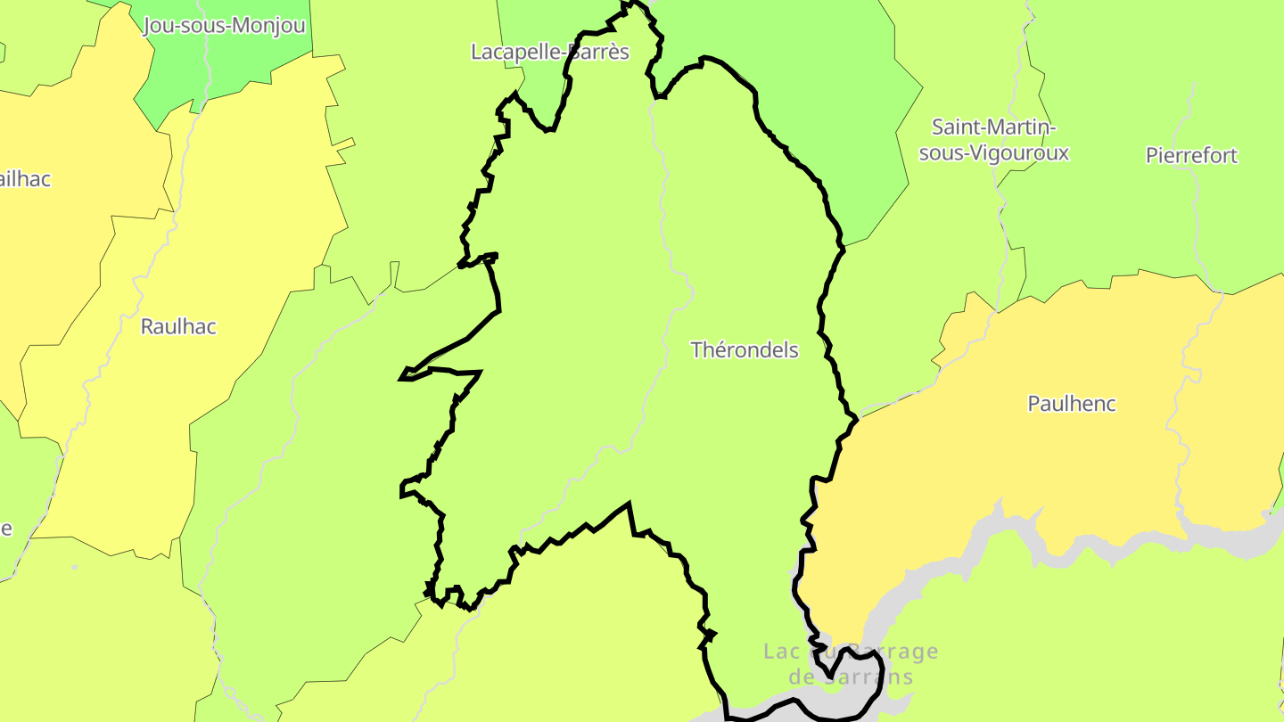 Carte des prix de l'immobilier Thérondels