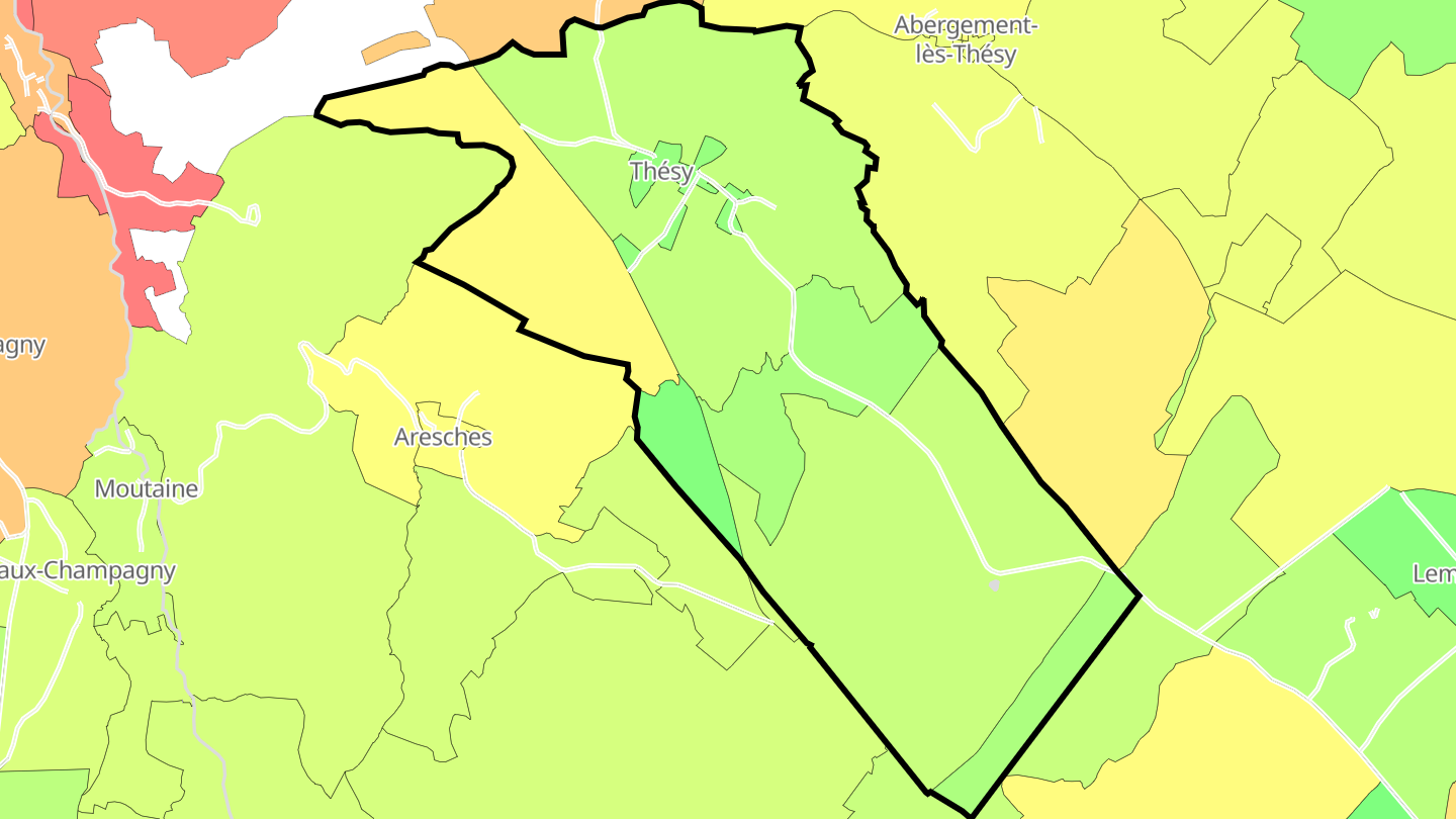 Carte des prix de l'immobilier Thésy