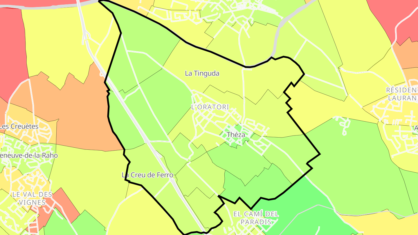 Carte des prix de l'immobilier Théza