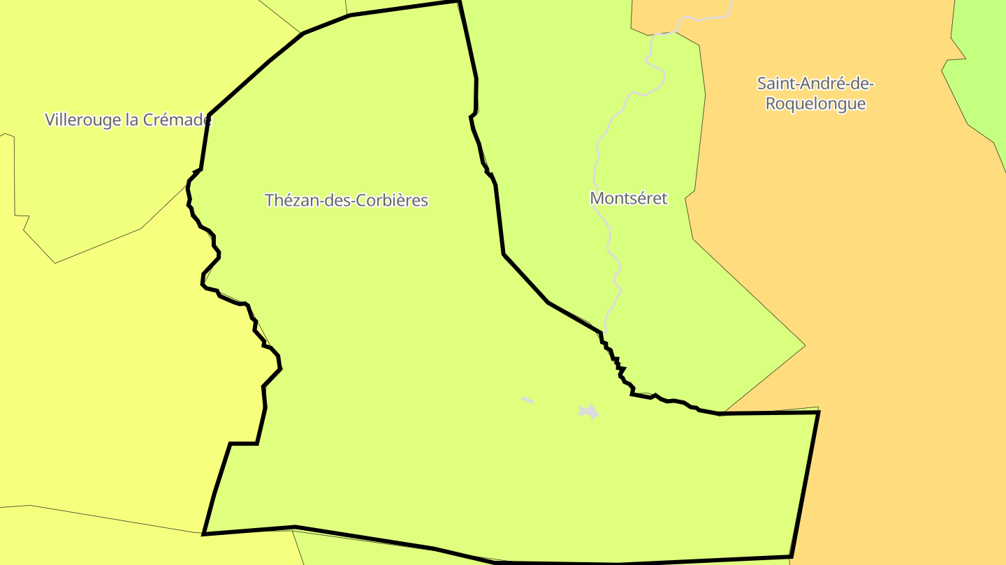 Carte des prix de l'immobilier Thézan-des-Corbières