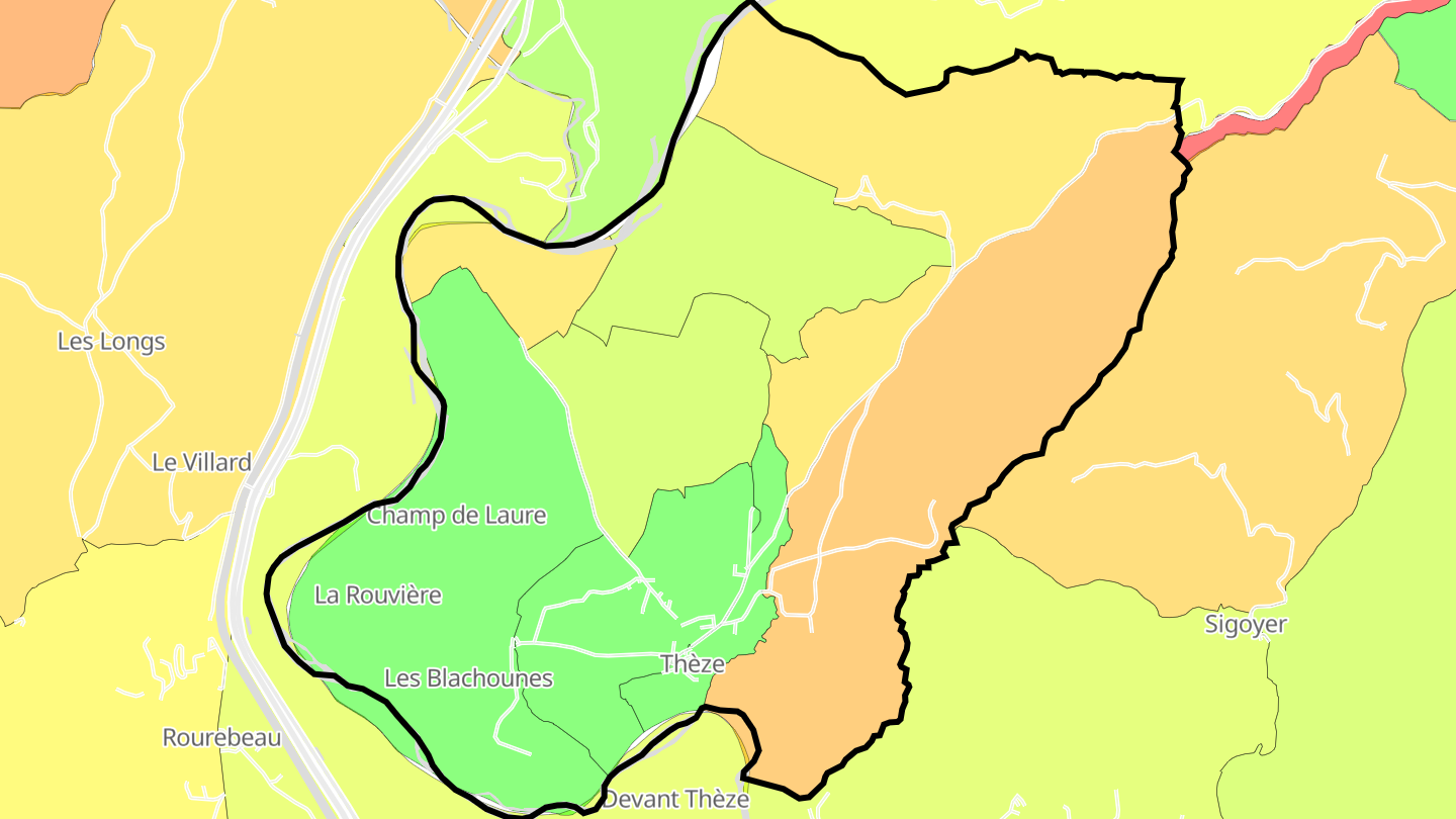 Carte des prix de l'immobilier Thèze