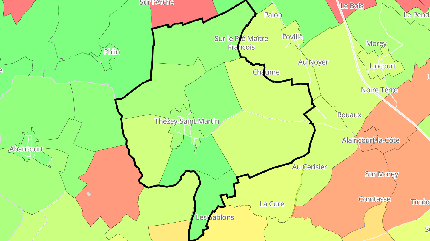 Carte des prix de l'immobilier Thézey-Saint-Martin