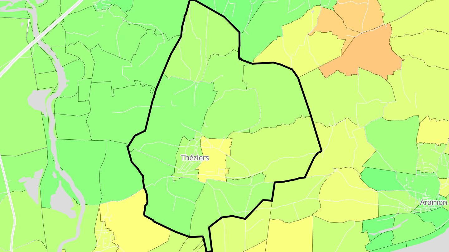 Carte des prix de l'immobilier Théziers