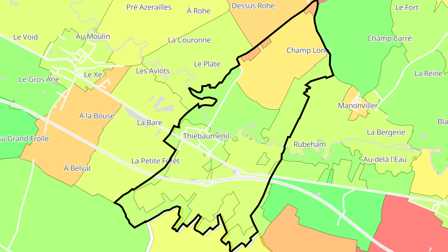 Carte des prix de l'immobilier Thiébauménil