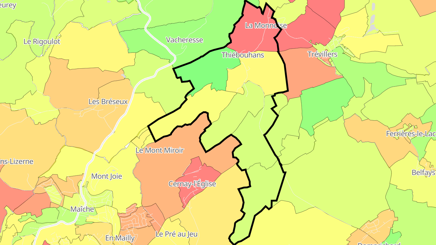 Carte des prix de l'immobilier Thiébouhans