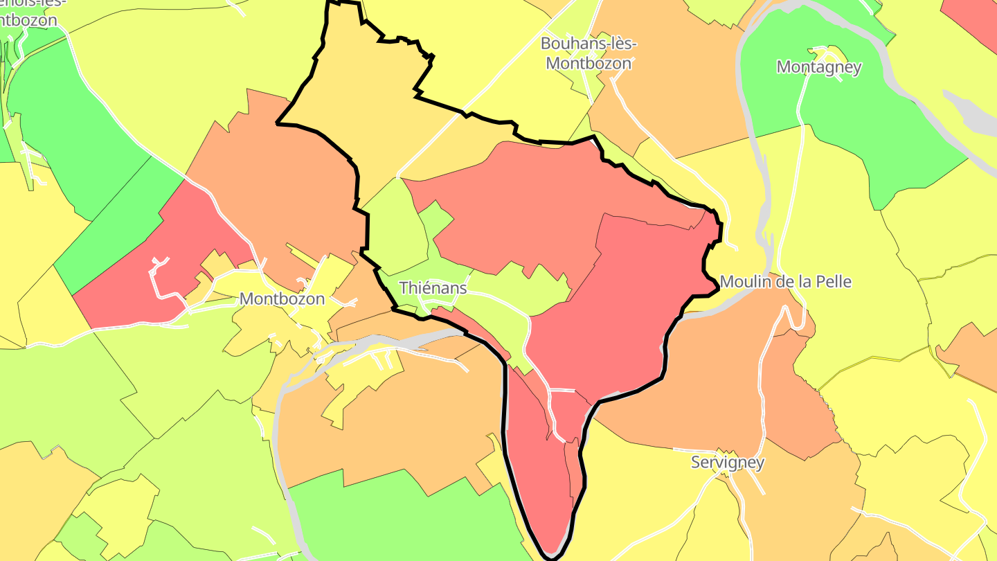 Carte des prix de l'immobilier Thiénans