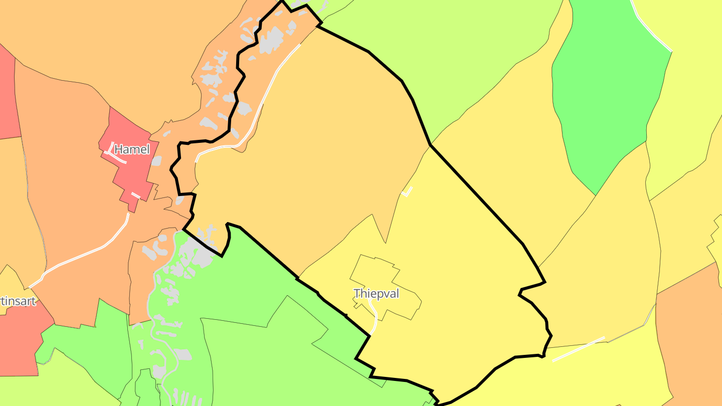 Carte des prix de l'immobilier Thiepval