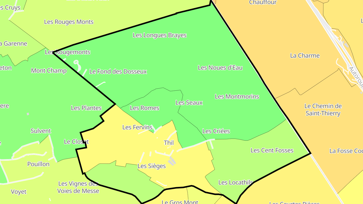 Carte des prix de l'immobilier Thil