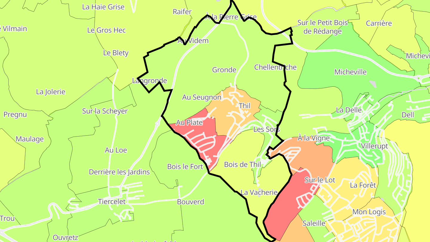 Carte des prix de l'immobilier Thil