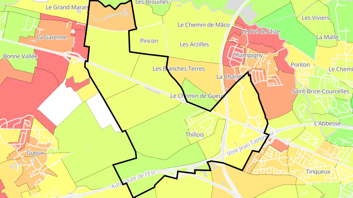 Carte des prix de l'immobilier Thillois