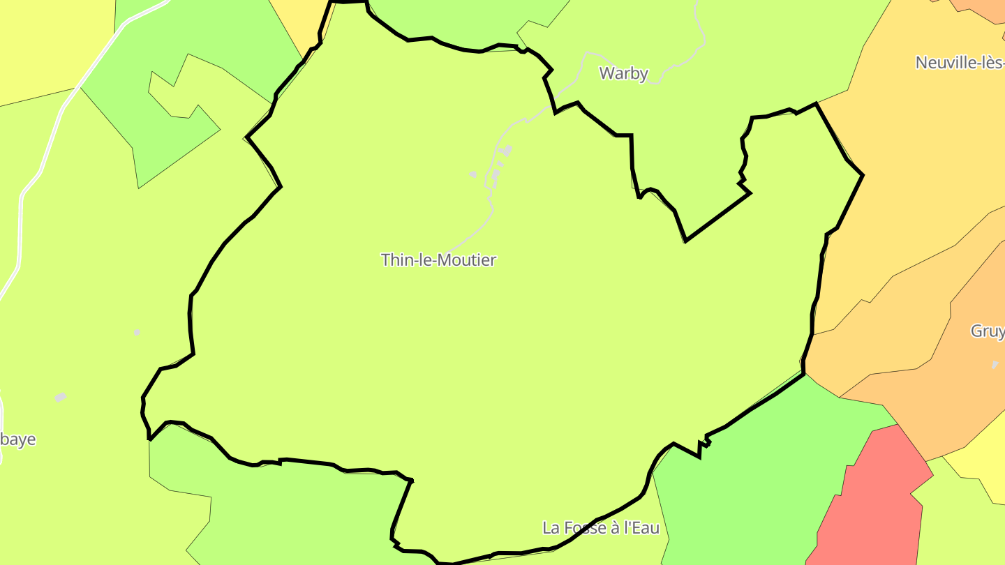 Carte des prix de l'immobilier Thin-le-Moutier