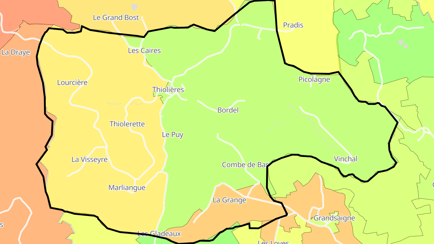Carte des prix de l'immobilier Thiolières