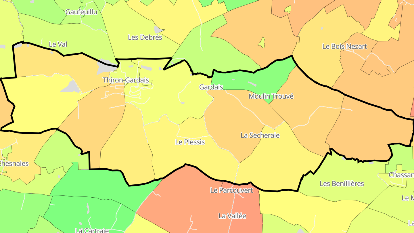 Carte des prix de l'immobilier Thiron-Gardais