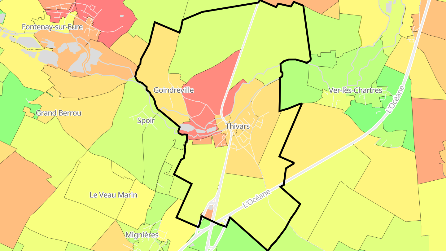 Carte des prix de l'immobilier Thivars