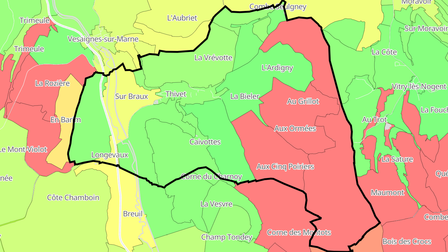 Carte des prix de l'immobilier Thivet