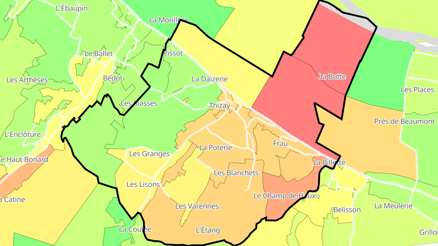 Carte des prix de l'immobilier Thizay