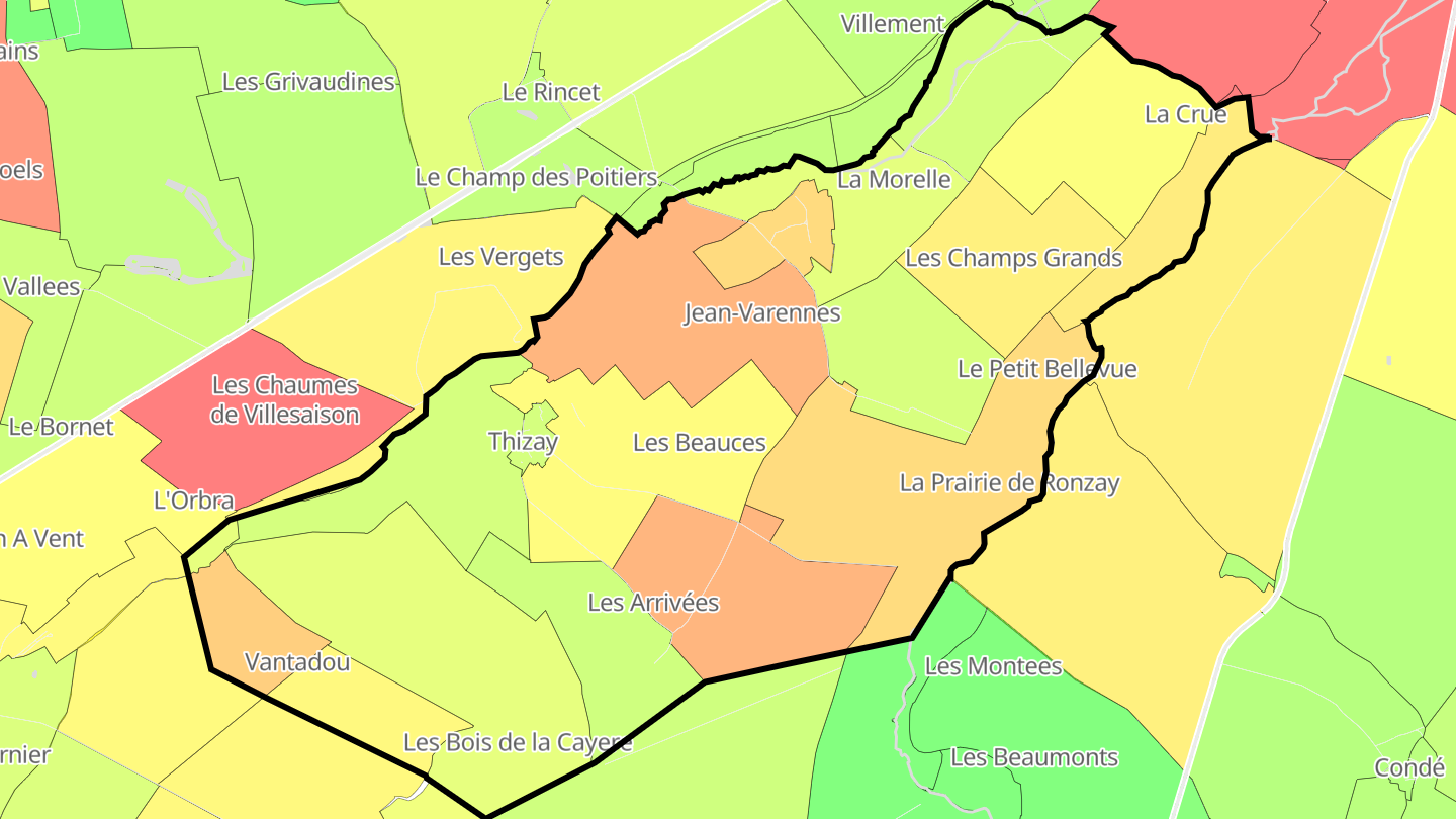 Carte des prix de l'immobilier Thizay