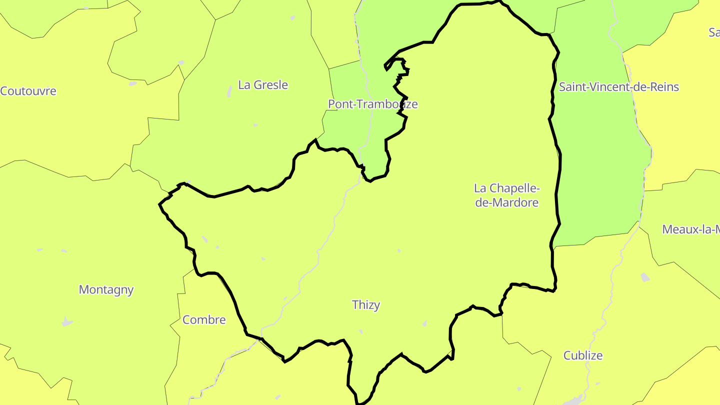 Carte des prix de l'immobilier Thizy-les-Bourgs