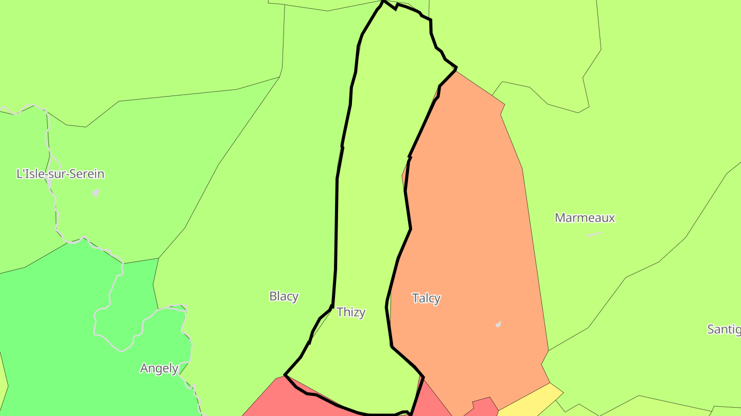 Carte des prix de l'immobilier Thizy