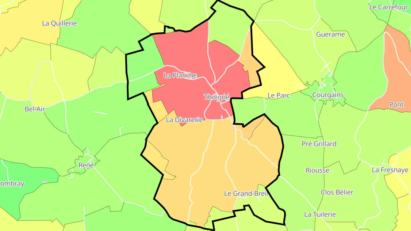Carte des prix de l'immobilier Thoigné