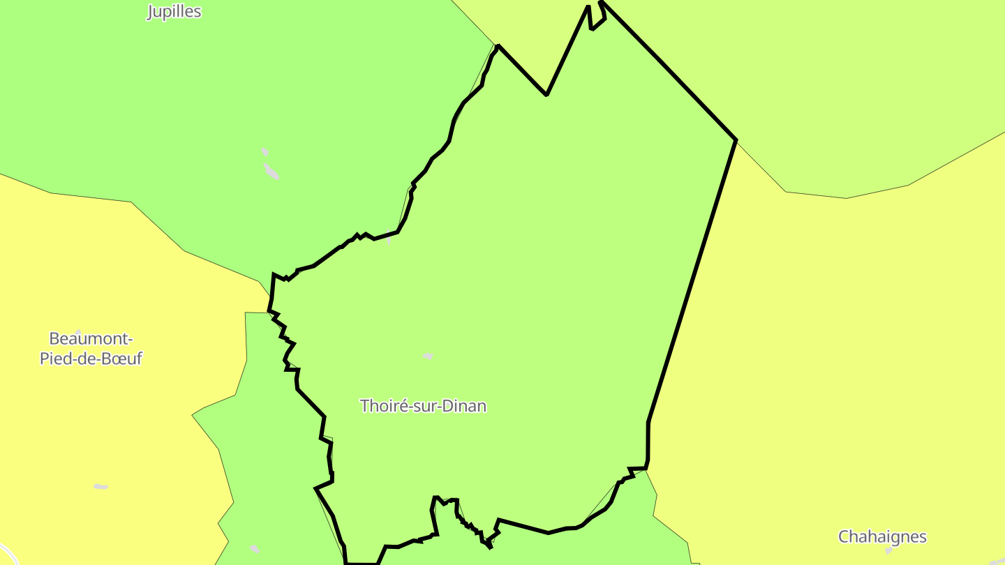 Carte des prix de l'immobilier Thoiré-sur-Dinan